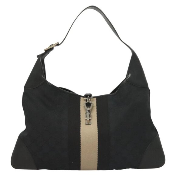 GUCCI GG Canvas Jackie Sherry Line Bag Black Silver 001 4075 Auth yk18571 - Picture 10 of 16